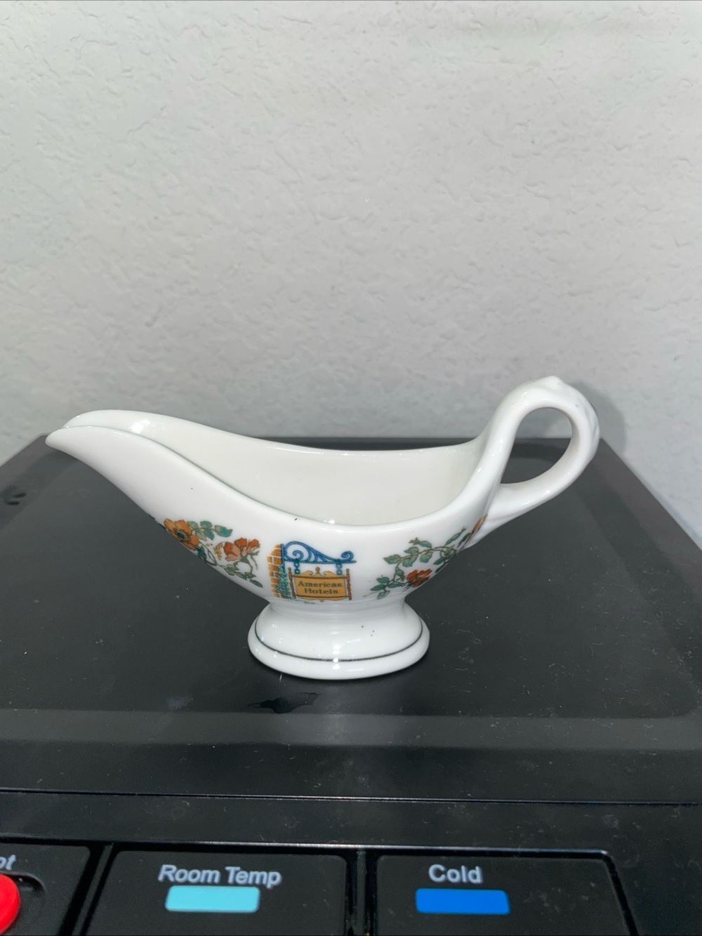 Vintage American Hotels Floral Footed Glazed Ceramic  Gravy Boat